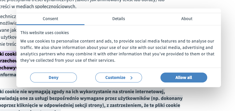 zgoda na śledzenie a ruch na stronie