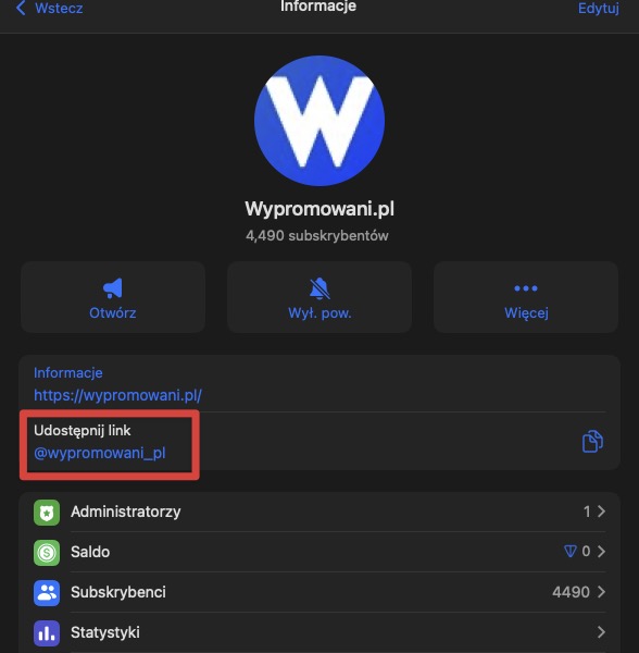 nazwa kanału na telegram