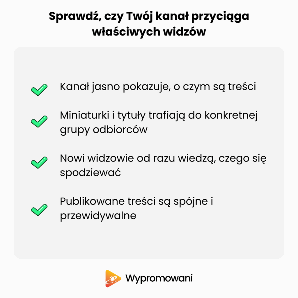 czy twój kanał youtube przyciąga właściwych widzów - checklista