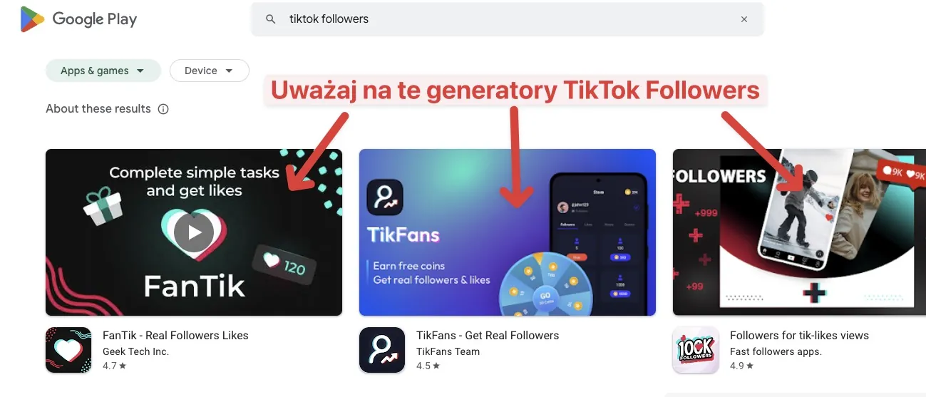 podejrzane generatory tiktok followers za darmo