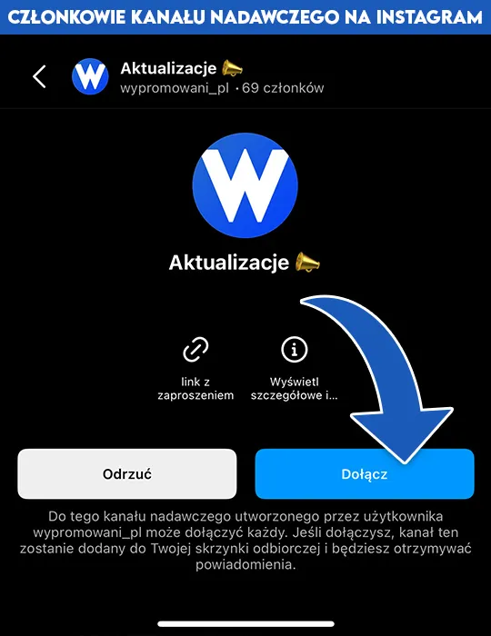 członkowie kanału nadawczego na instagram - wypromowani